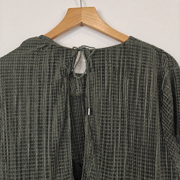Anthropologie Sabina Musayev Textured Green Short Sleeve Midi Dress Size LG - Picture 10 of 12